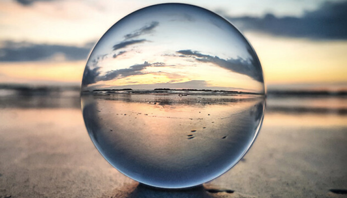 Closeup of drop of water in the shore